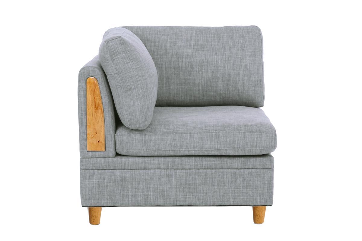 Living Room Furniture Corner Wedge Light Grey Dorris Fabric 1Pc Cushion Wedge Sofa Wooden Legs Light Grey Primary Living Space Contemporary,Transitional Fabric