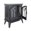 24 Inch 3D Flame Electric Infrared Quartz Fireplace Stove With Remote Control Powder Coated Electric Yes Antique Black Vent Free Yes Freestanding Tempered Glass Sheet Metal Electric