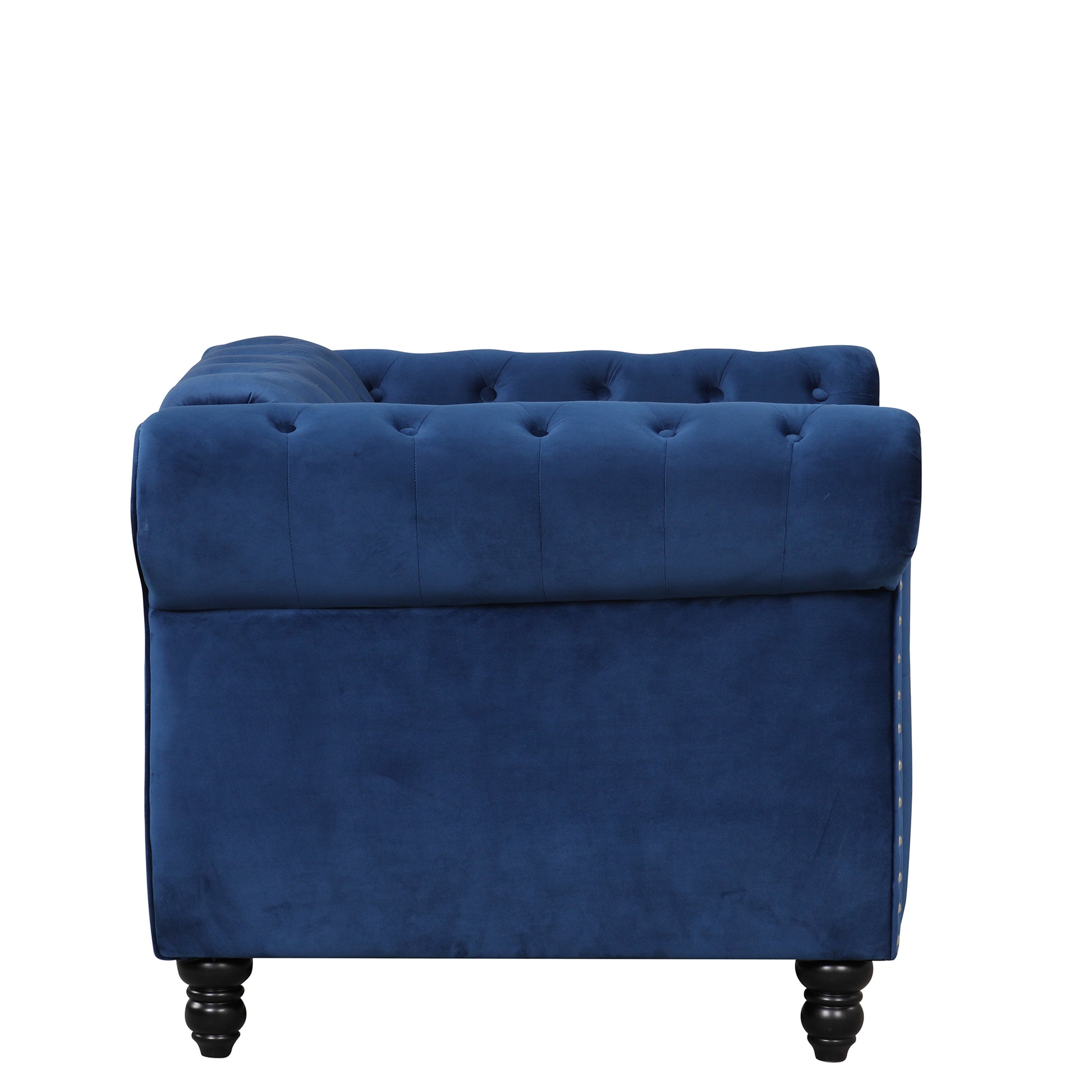 39" Modern Sofa Dutch Plush Upholstered Sofa, Solid Wood Legs, Buttoned Tufted Backrest, Blue Blue Foam Polyester