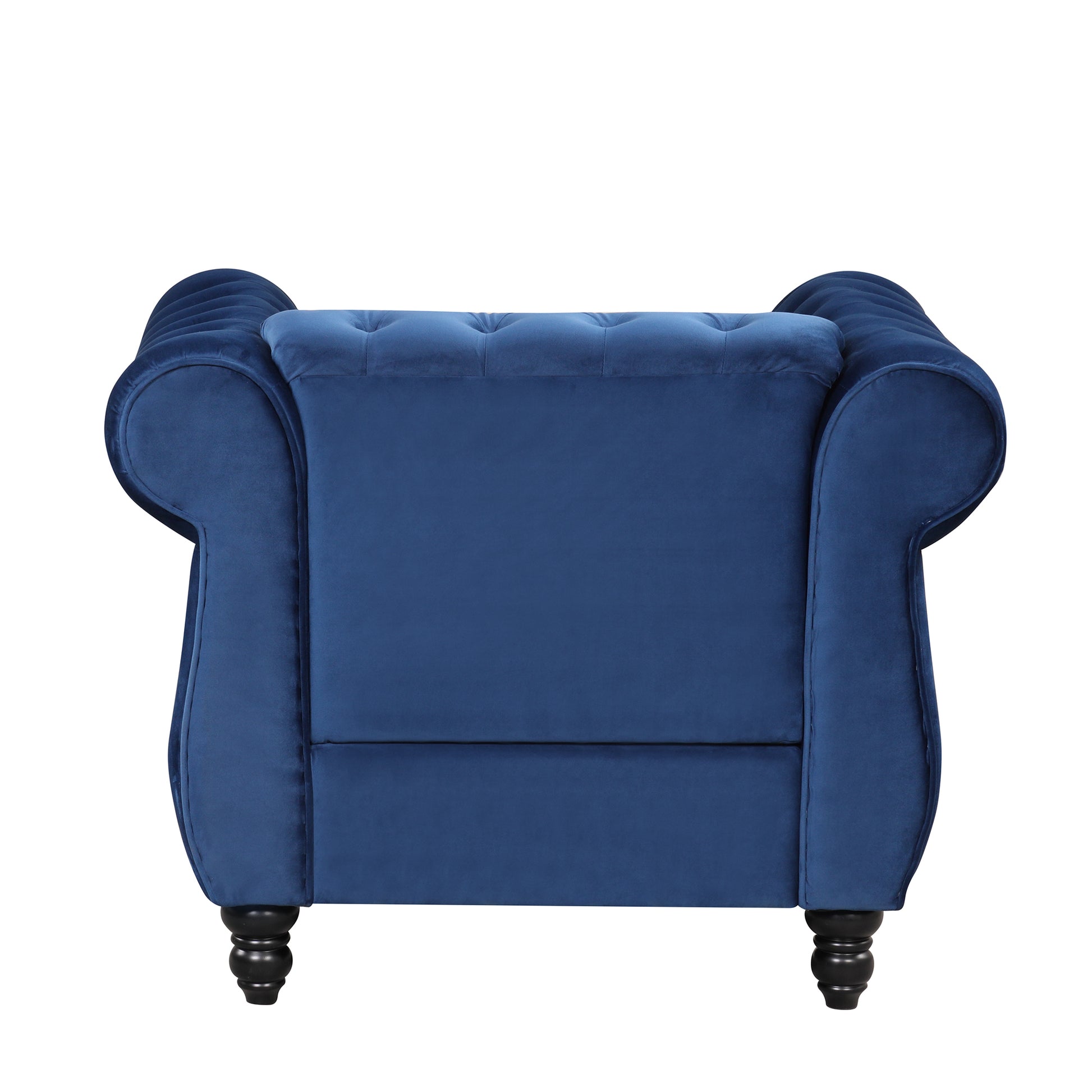 39" Modern Sofa Dutch Plush Upholstered Sofa, Solid Wood Legs, Buttoned Tufted Backrest, Blue Blue Foam Polyester