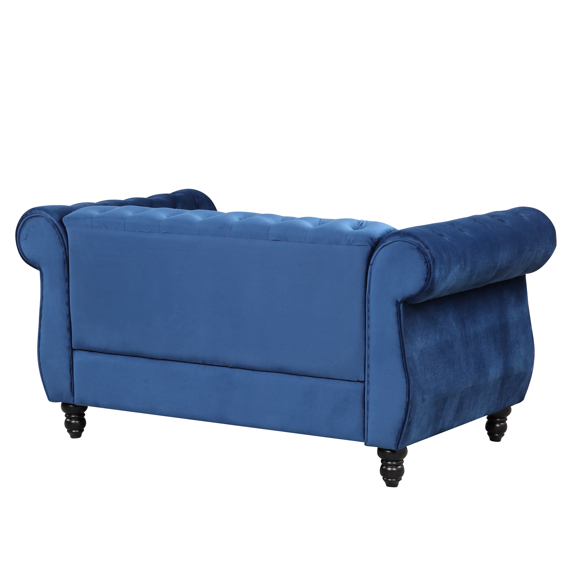 60" Modern Sofa Dutch Plush Upholstered Sofa, Solid Wood Legs, Buttoned Tufted Backrest, Blue Blue Foam Polyester