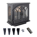 24 Inch 3D Flame Electric Infrared Quartz Fireplace Stove With Remote Control Powder Coated Electric Yes Antique Black Vent Free Yes Freestanding Tempered Glass Sheet Metal Electric