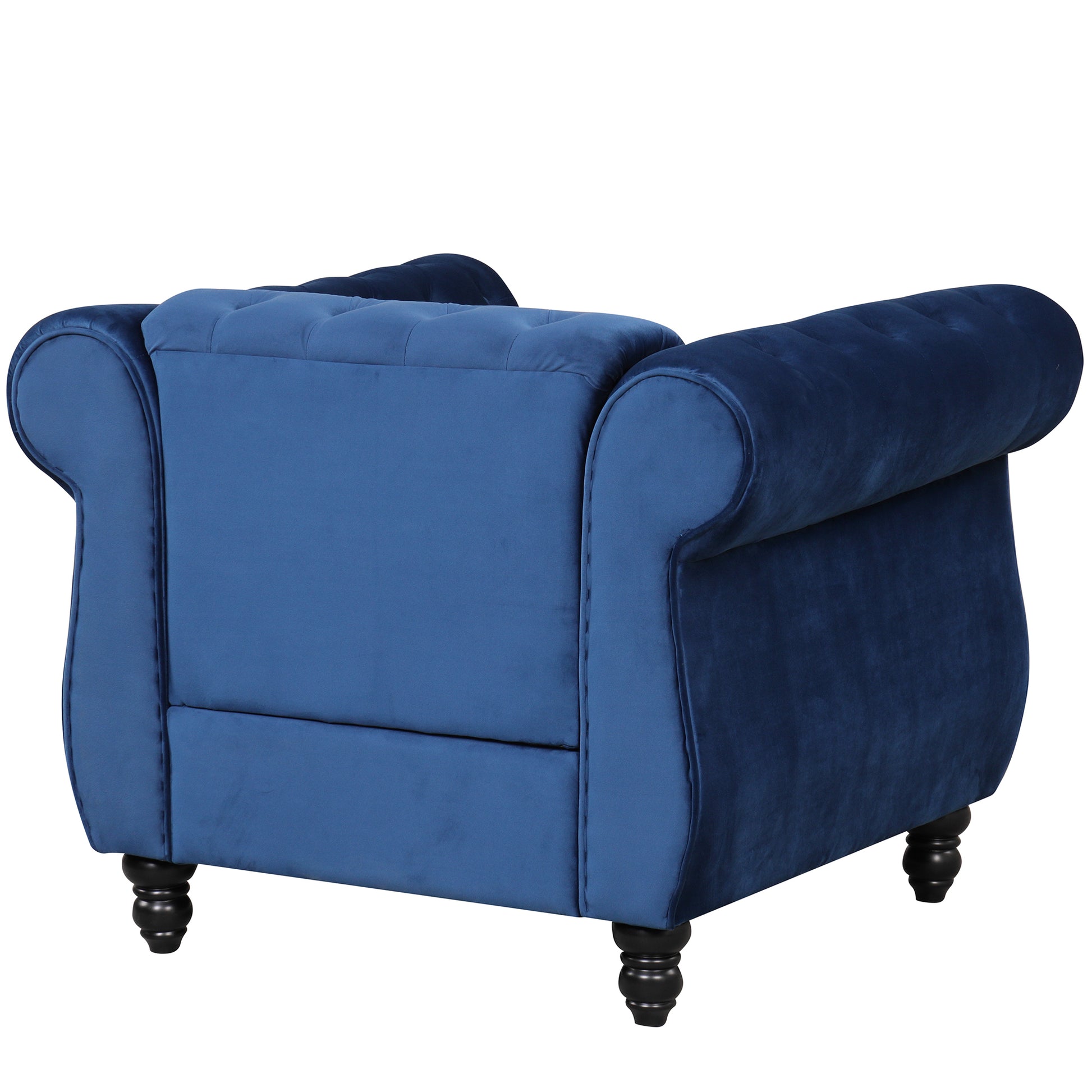 39" Modern Sofa Dutch Plush Upholstered Sofa, Solid Wood Legs, Buttoned Tufted Backrest, Blue Blue Foam Polyester