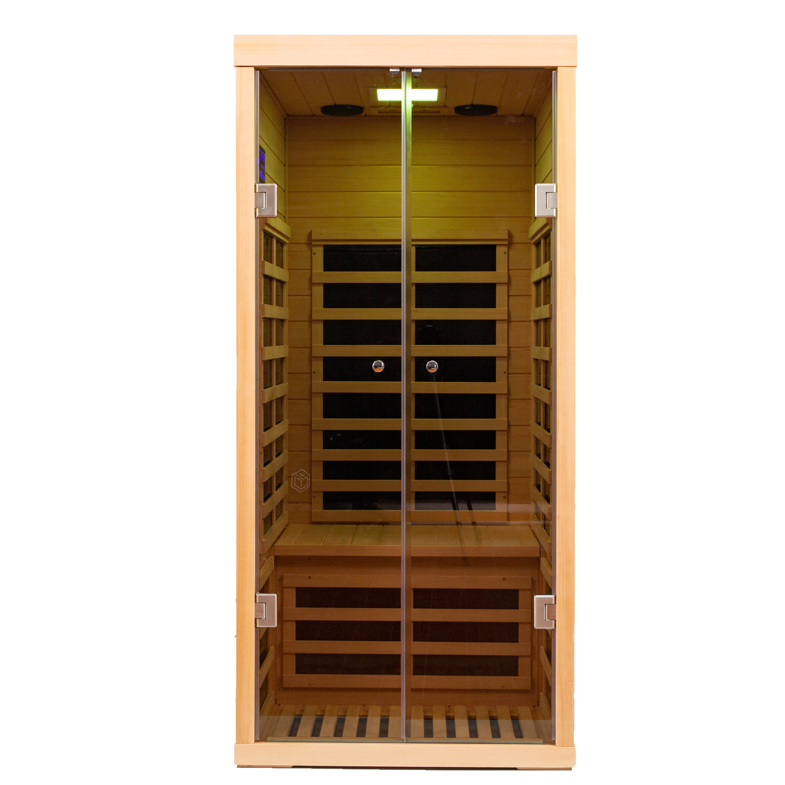 Low Emf One Person Wide Space Hemlock Double Doors Great Glass Luxury Indoor Natural Wood Wood Stainless Steel Glass