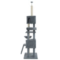 Cat Tree, 105 Inch Cat Tower For Indoor Cats, Plush Multi Level Cat Condo With 3 Perches, 2 Caves, Cozy Basket And Scratching Board, Gray Color Antique Gray Mdf