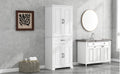 Bathroom Storage Cabinet With Doors And Drawer, Multiple Storage Space, Adjustable Shelf, White White Mdf