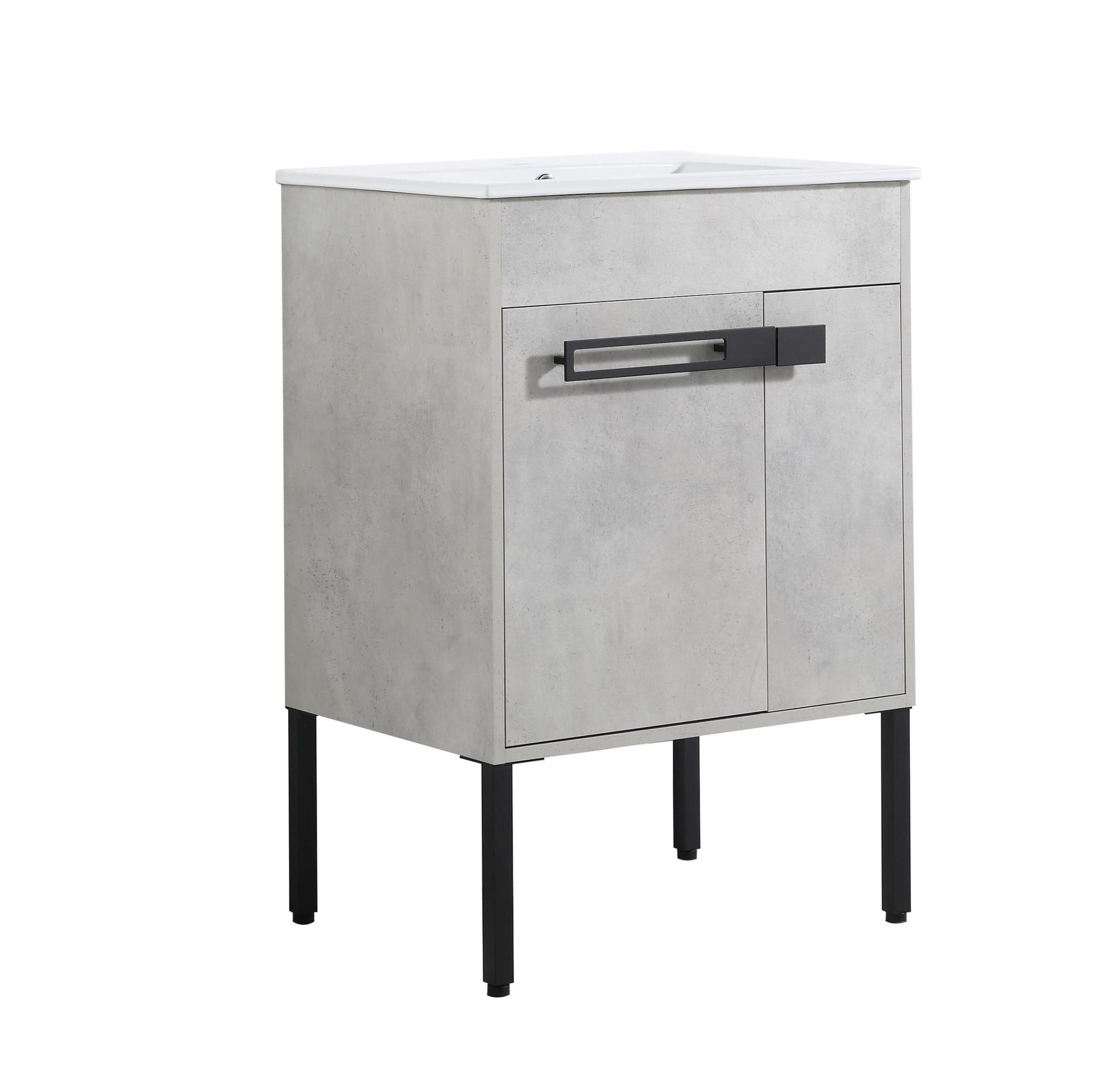 24 Inch Bathroom Vanity, Freestanding Bathroom Vanity Or Floating Is Optional Conversion.24*18 00324Cg 1 Kd Packing Excluding Sink Cement Grey 2 Bathroom Freestanding Modern Plywood