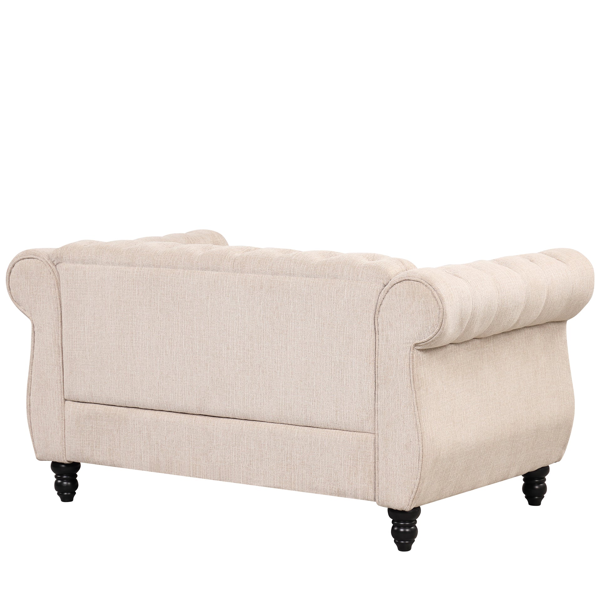 60" Modern Sofa Dutch Plush Upholstered Sofa, Solid Wood Legs, Buttoned Tufted Backrest, Beige Beige Foam Polyester