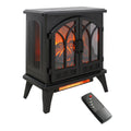 24 Inch 3D Flame Electric Infrared Quartz Fireplace Stove With Remote Control Powder Coated Electric Yes Antique Black Vent Free Yes Freestanding Tempered Glass Sheet Metal Electric