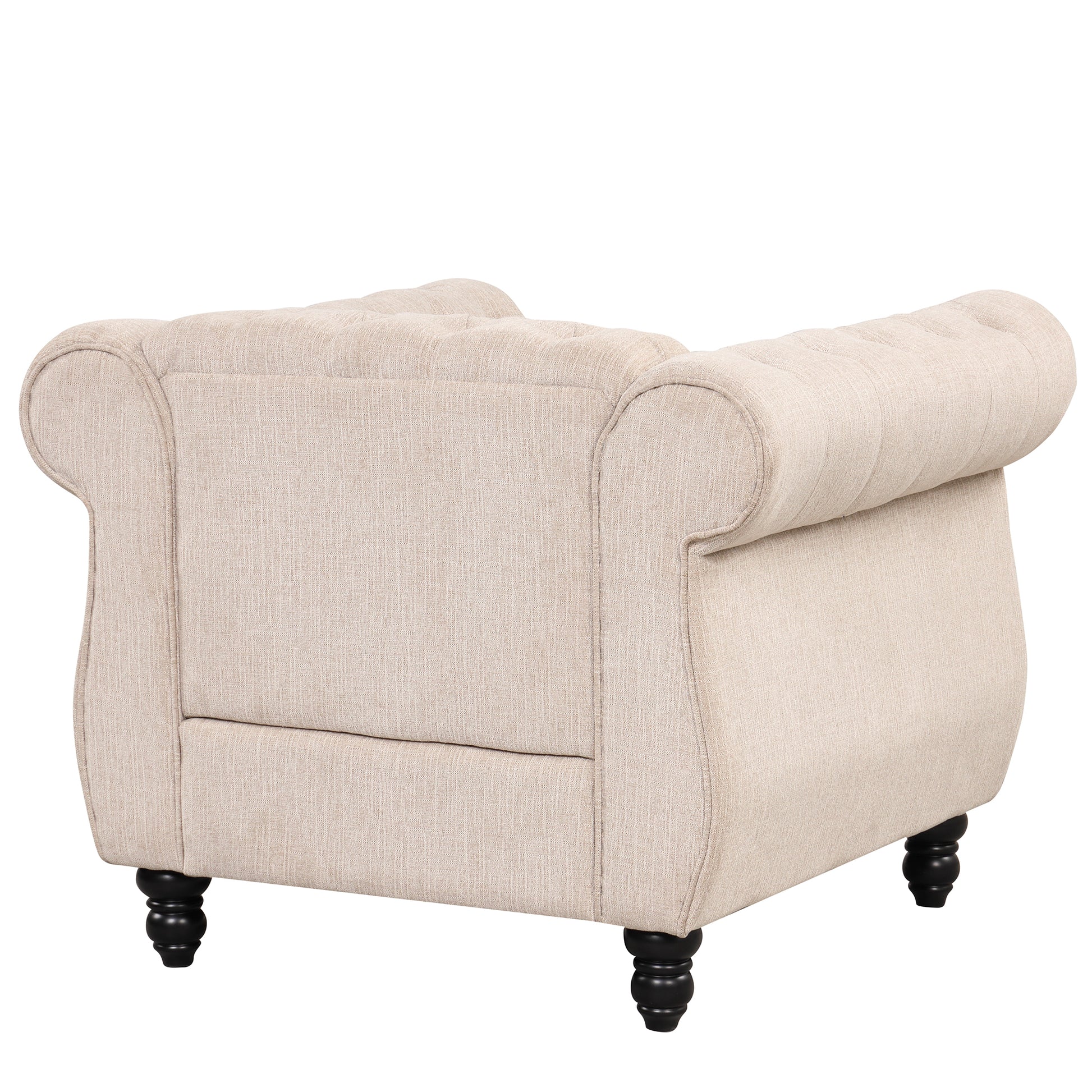 39" Modern Sofa Dutch Plush Upholstered Sofa, Solid Wood Legs, Buttoned Tufted Backrest, Beige Beige Foam Polyester