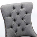 Nikki Collection Modern, High End Tufted Solid Wood Contemporary Flax Upholstered Linen Dining Chair With Wood Legs Trim 2 Pcs Set,Gray, Sw6801Gy Gray Dining Room Foam American Design Rubberwood Foam Linen