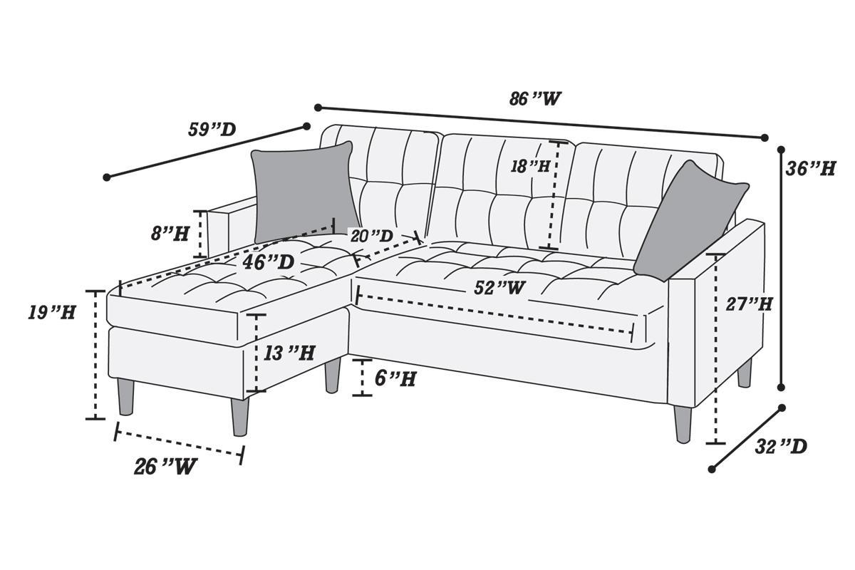 Blue Grey Polyfiber Sectional Sofa Living Room Furniture Reversible Chaise Couch Pillows Tufted Back Modular Sectionals Blue Gray Wood Primary Living Space Tufted Back Contemporary,Modern L Shaped Pine Square Arms Fabric 4 Seat