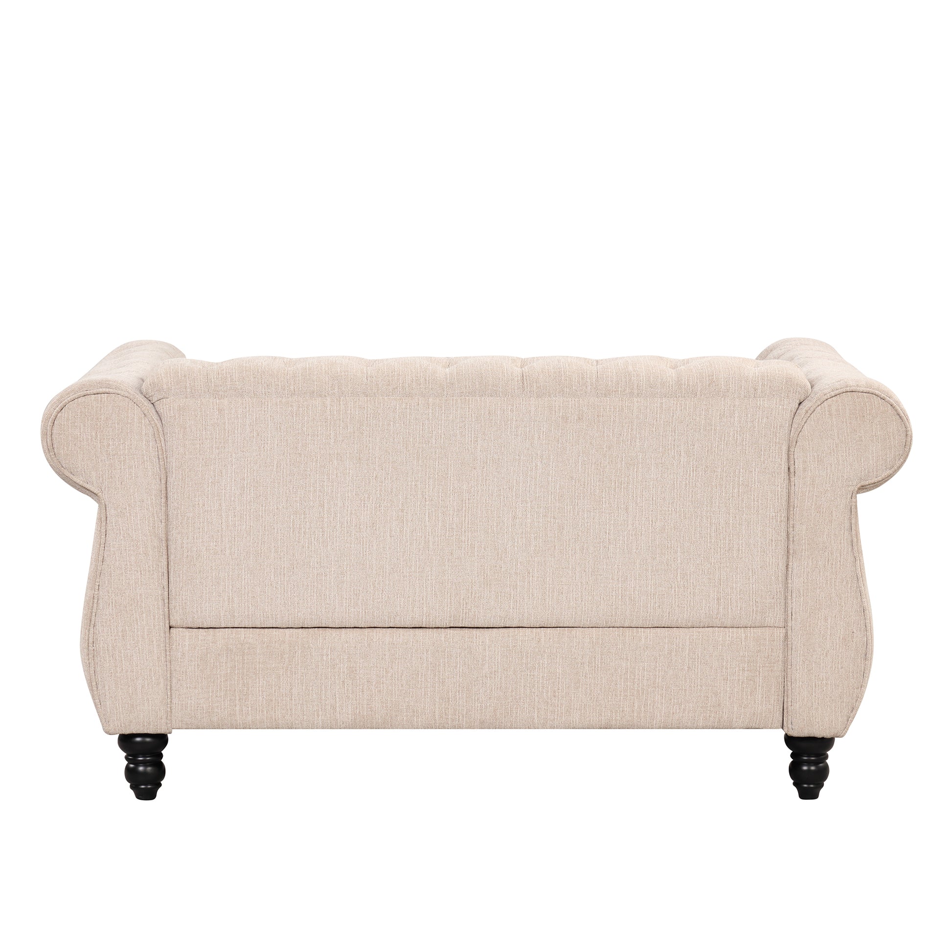 60" Modern Sofa Dutch Plush Upholstered Sofa, Solid Wood Legs, Buttoned Tufted Backrest, Beige Beige Foam Polyester