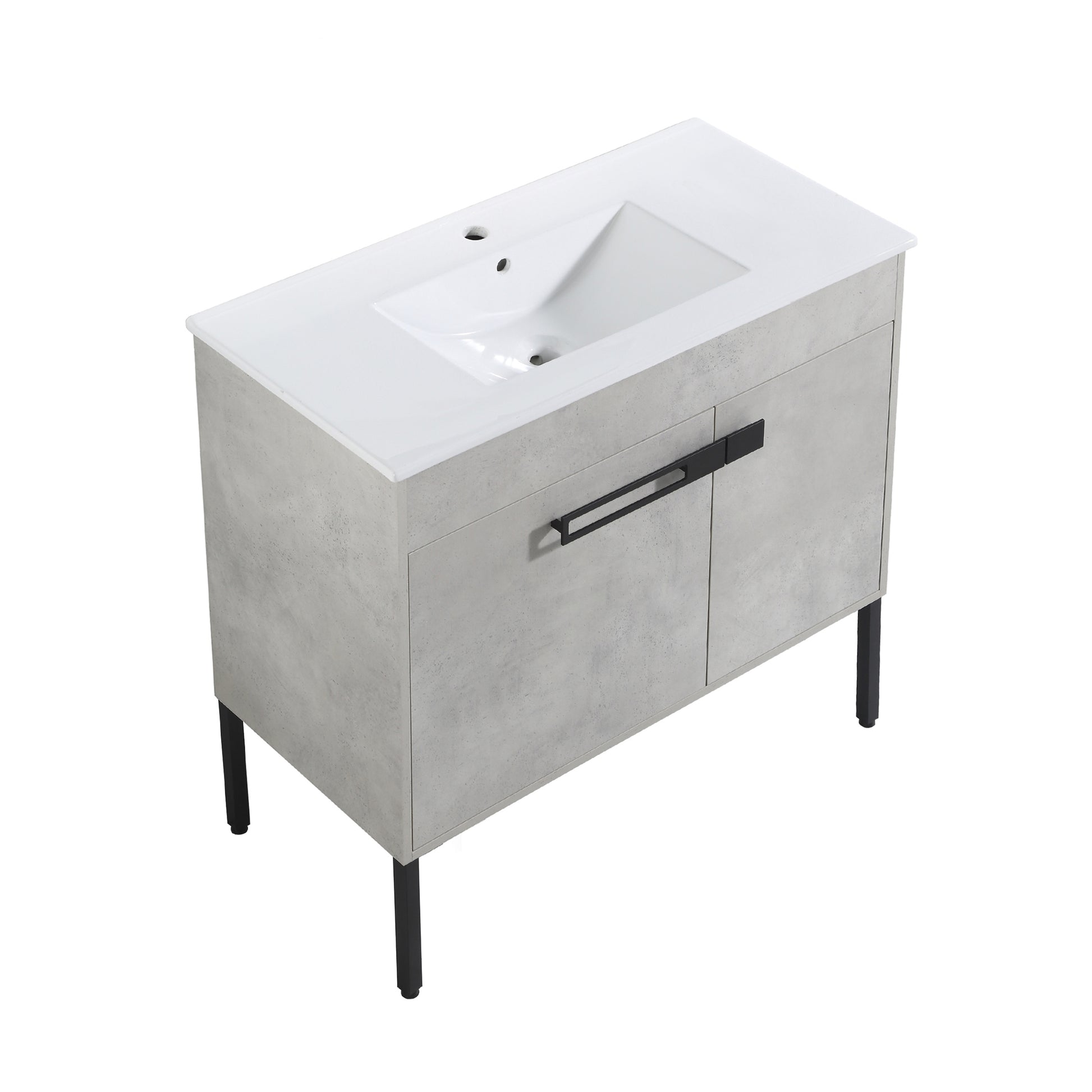 36 Inch Bathroom Vanity With Sink, Freestanding Bathroom Vanity Or Floating Is Optional Conversion 00336Cg 1 F Bl9090B Kd Packing Cement Grey 2 Bathroom Freestanding Modern Plywood