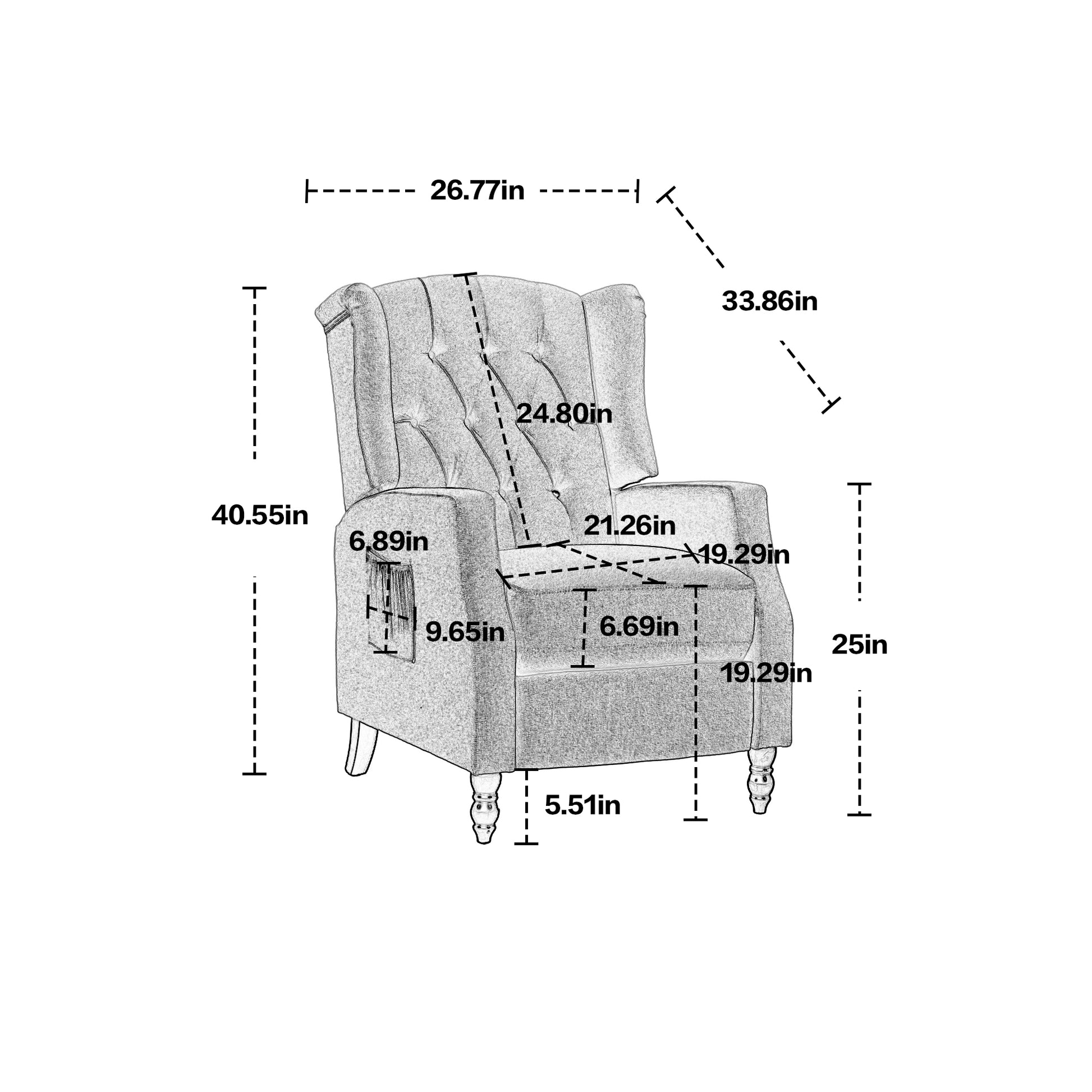 Coolmore Modern Comfortable Upholstered Leisurechair Recliner Chair For Living Room Brown Primary Living Space Rubberwood Foam Pu Leather