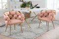 Luxury Modern Simple Leisure Velvet Single Sofa Chair Bedroom Lazy Person Household Dresser Stool Manicure Table Back Chair Pink Set Of 2 Pink Velvet