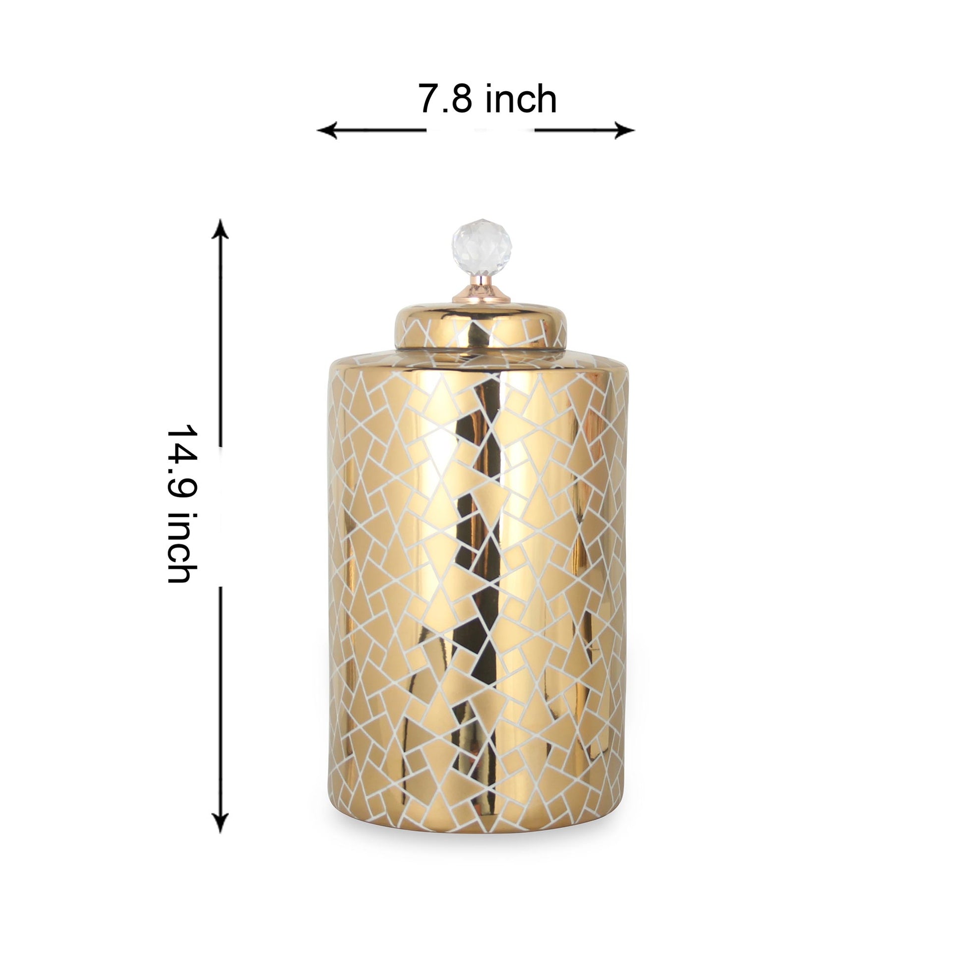 Exquisite Gold Ginger Jar With Removable Lid Gold Ceramic