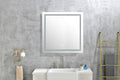 36X 36Inch Led Mirror Bathroom Vanity Mirrors With Lights, Wall Mounted Anti Fog Memory Large Dimmable Front Light Makeup Mirror White Aluminium