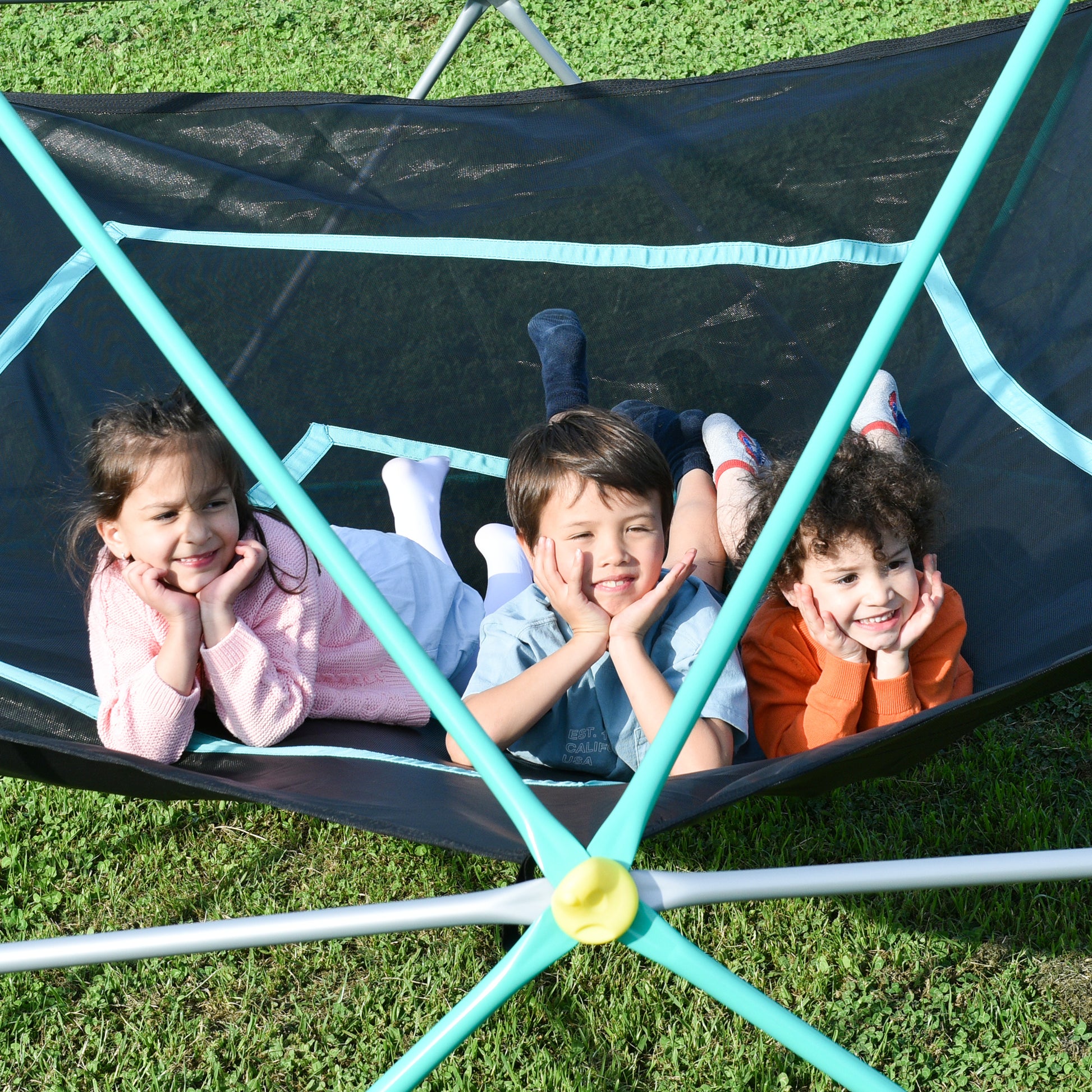 13Ft Geometric Dome Climber Play Center, Kids Climbing Dome Tower With Hammock, Rust & Uv Resistant Steel Supporting 1000 Lbs Green Metal