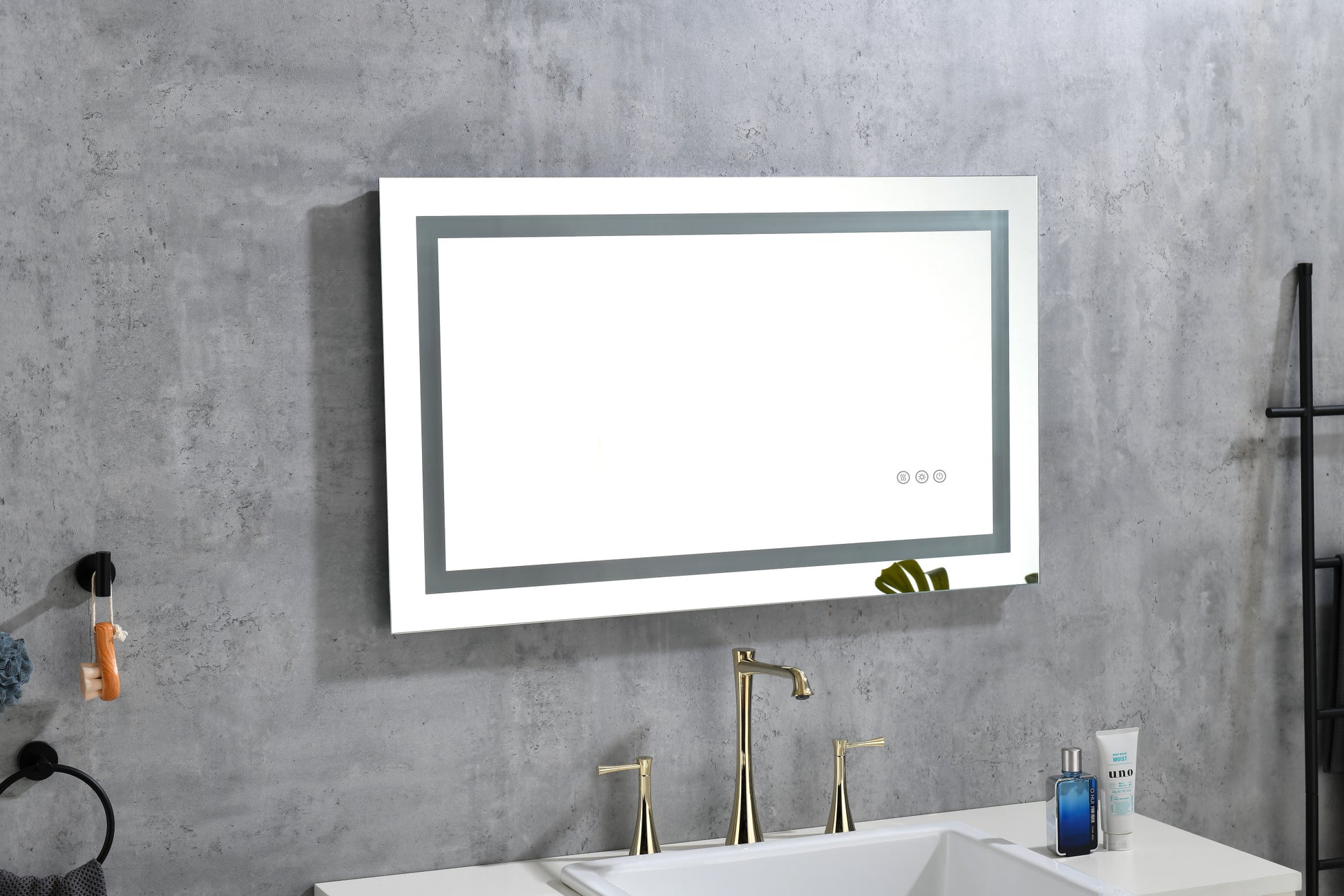 Led Bathroom Mirror32"X 24 " With Front And Backlight, Large Dimmable Wall Mirrors With Anti Fog, Memory, 3 Colors, Led Vanity Mirror White Aluminium