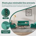 Modern Three Piece Sofa Set With Metal Legs, Buttoned Tufted Backrest, Frosted Velvet Upholstered Sofa Set Including Three Seater Sofa, Double Seater And Living Room Furniture Set Single Chair Green Foam Polyester