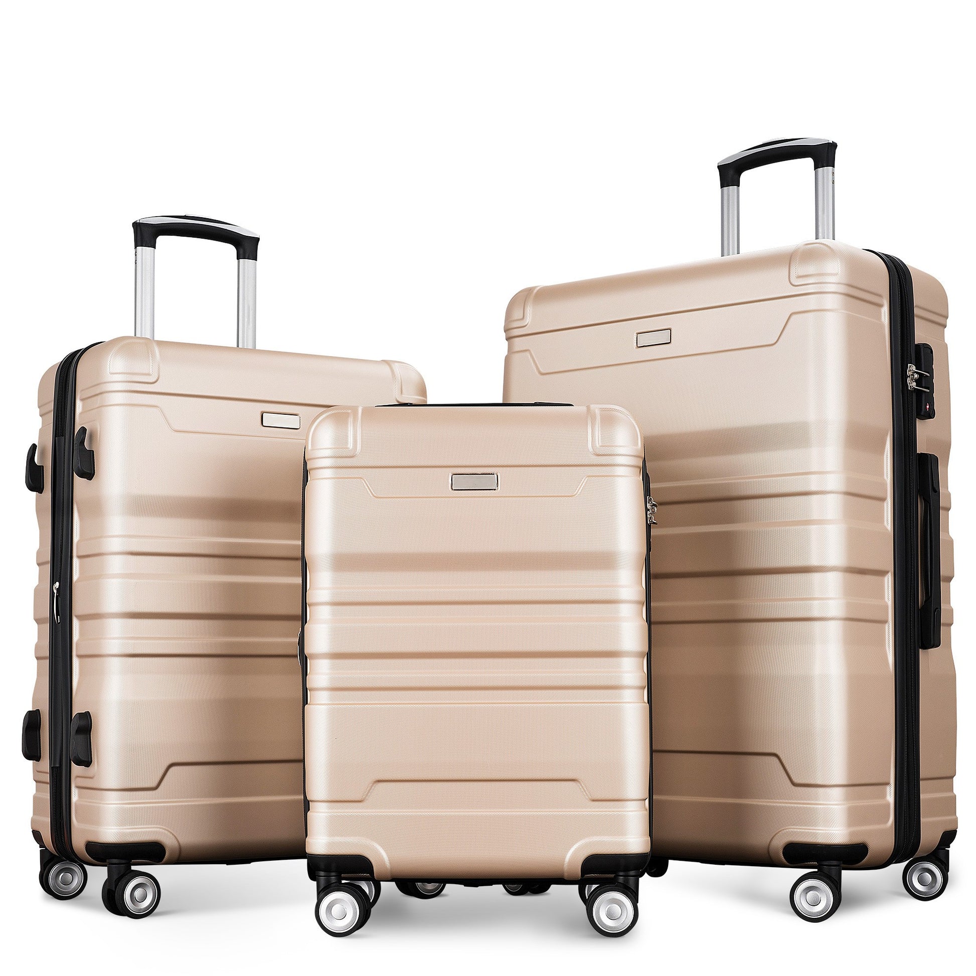 Luggage Sets Model Expandable Abs Hardshell 3Pcs Clearance Luggage Hardside Lightweight Durable Suitcase Sets Spinner Wheels Suitcase With Tsa Lock 20''24''28'' Champagne Champagne Abs