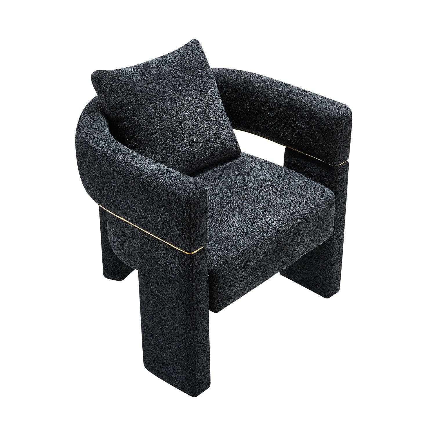 30.51" Wide Boucle Upholstered Accent Chair Dark Grey Primary Living Space Modern Fiber Foam And Polyester Fiber Pad Boucle