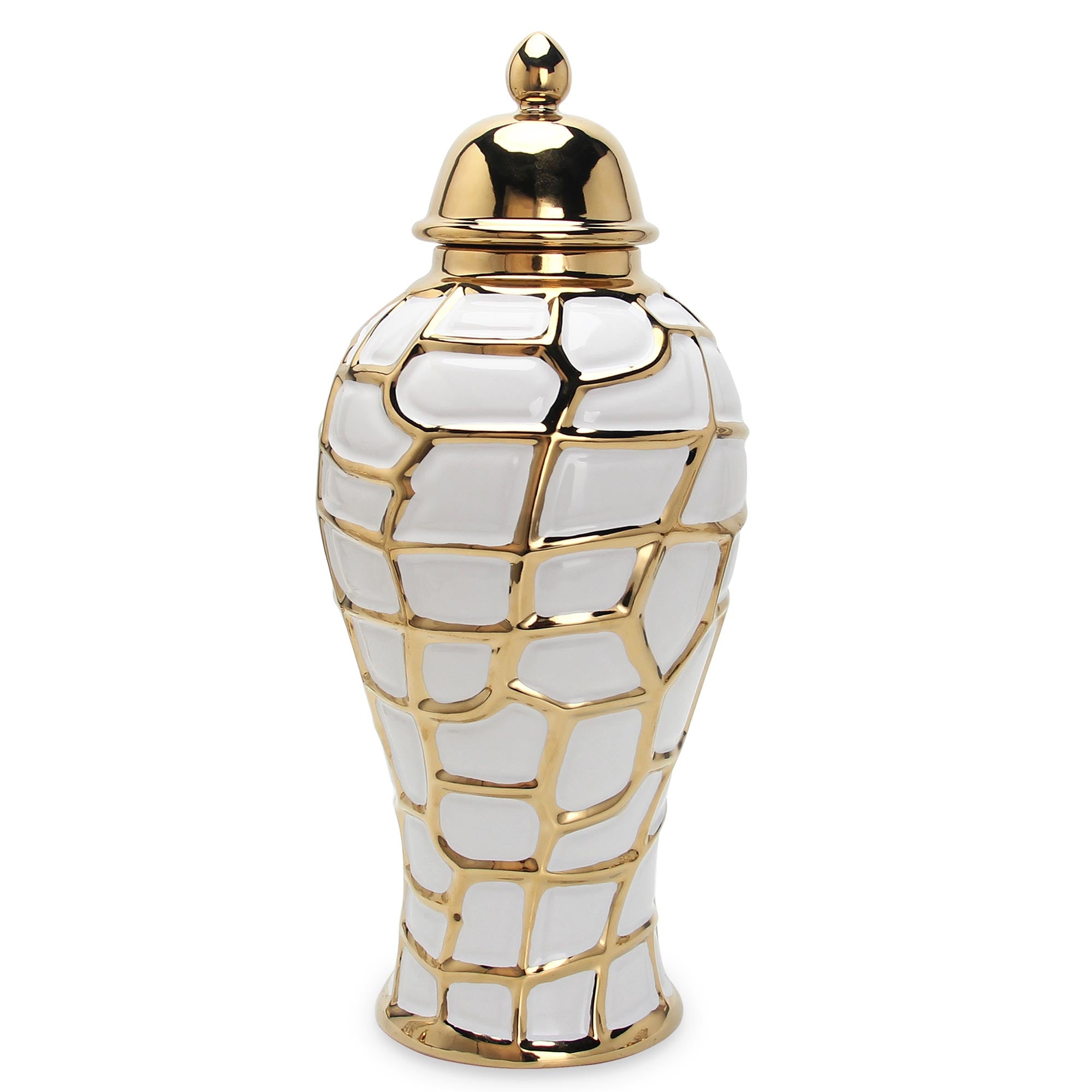 Regal White And Gold Ceramic Decorative Ginger Jar White Ceramic