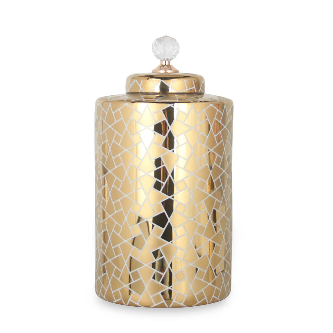 Exquisite Gold Ginger Jar With Removable Lid Gold Ceramic