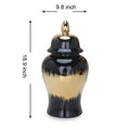 Regal Black Gilded Ginger Jar With Removable Lid Black Ceramic