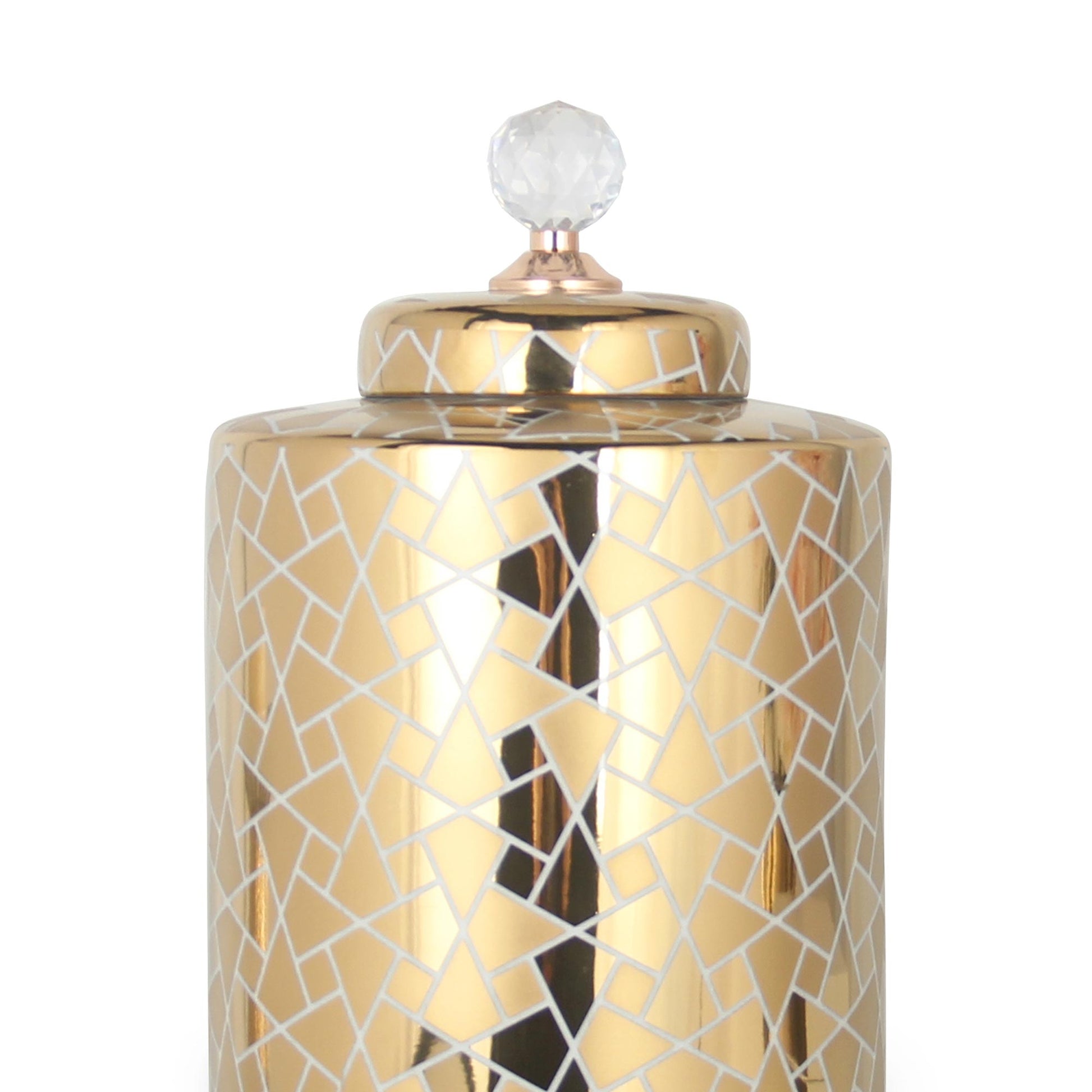 Exquisite Gold Ginger Jar With Removable Lid Gold Ceramic