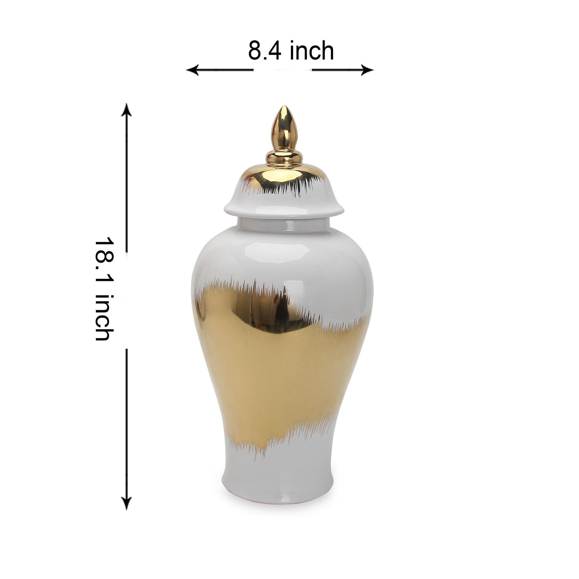 Regal White Gilded Ginger Jar With Removable Lid White Ceramic