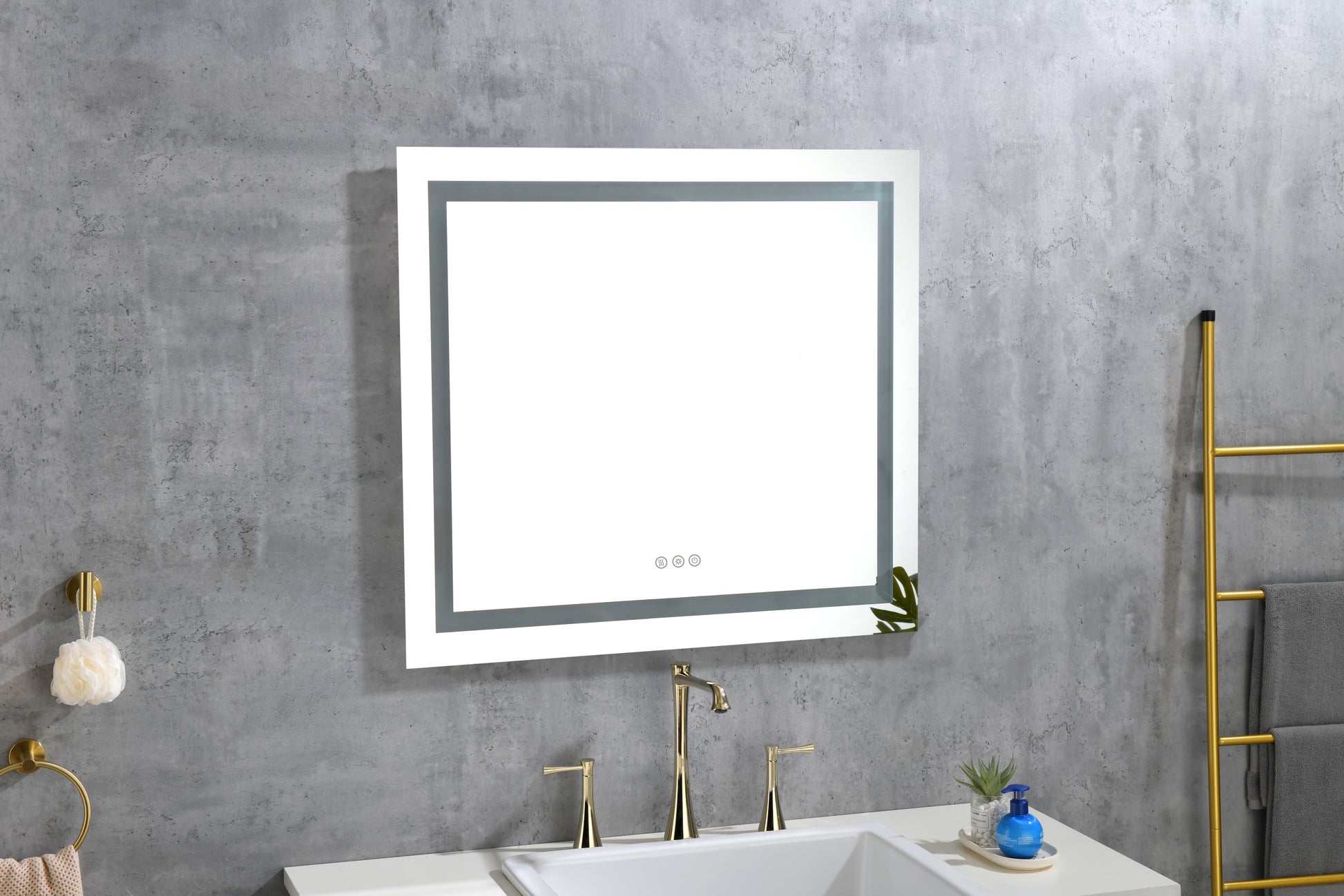 36X 36Inch Led Mirror Bathroom Vanity Mirrors With Lights, Wall Mounted Anti Fog Memory Large Dimmable Front Light Makeup Mirror White Aluminium