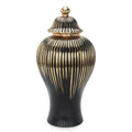 Black With Gold Design Ceramic Decorative Ginger Jar Vase Black Ceramic