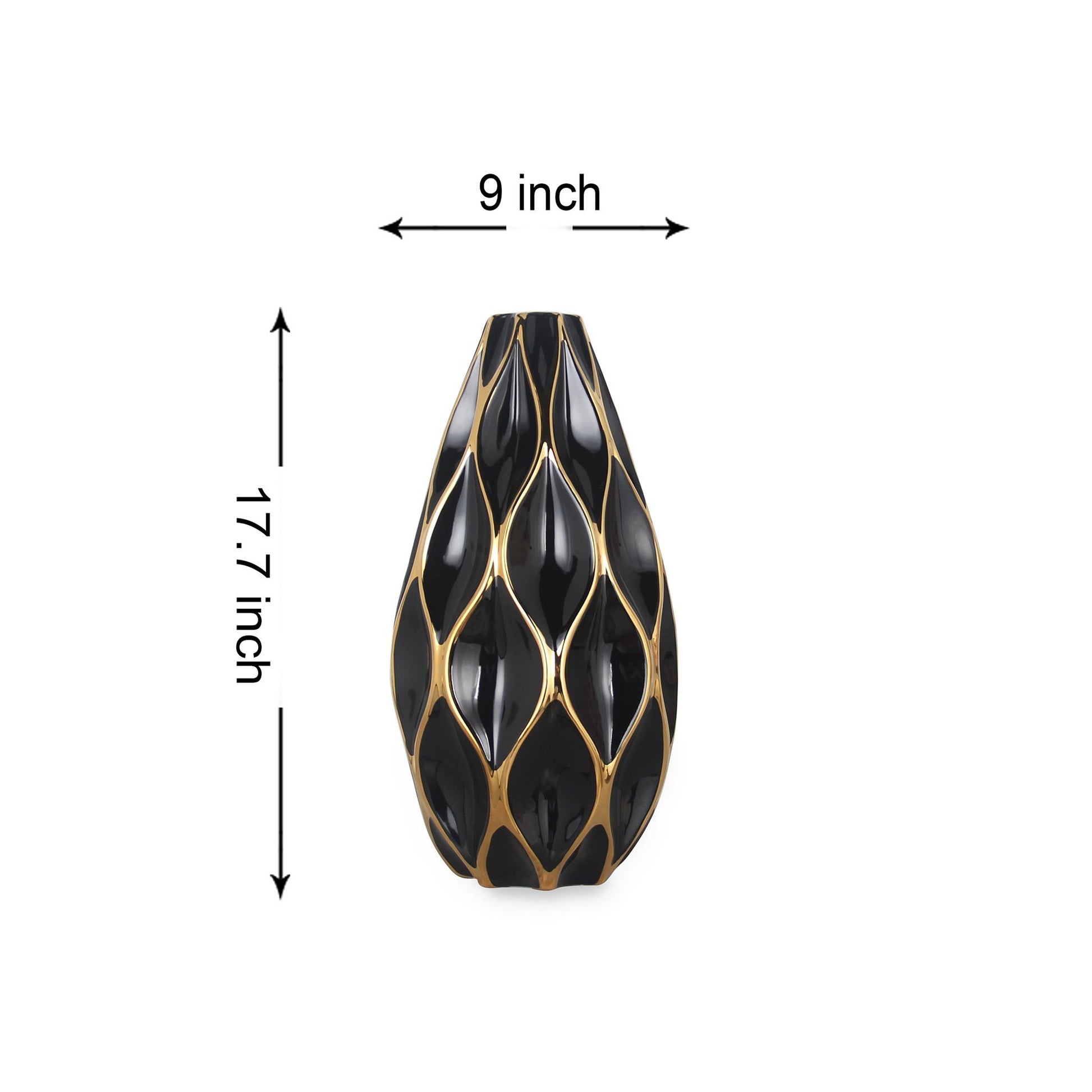 Elegant Black Ceramic Vase With Gold Accents Timeless Home Decor Black Ceramic