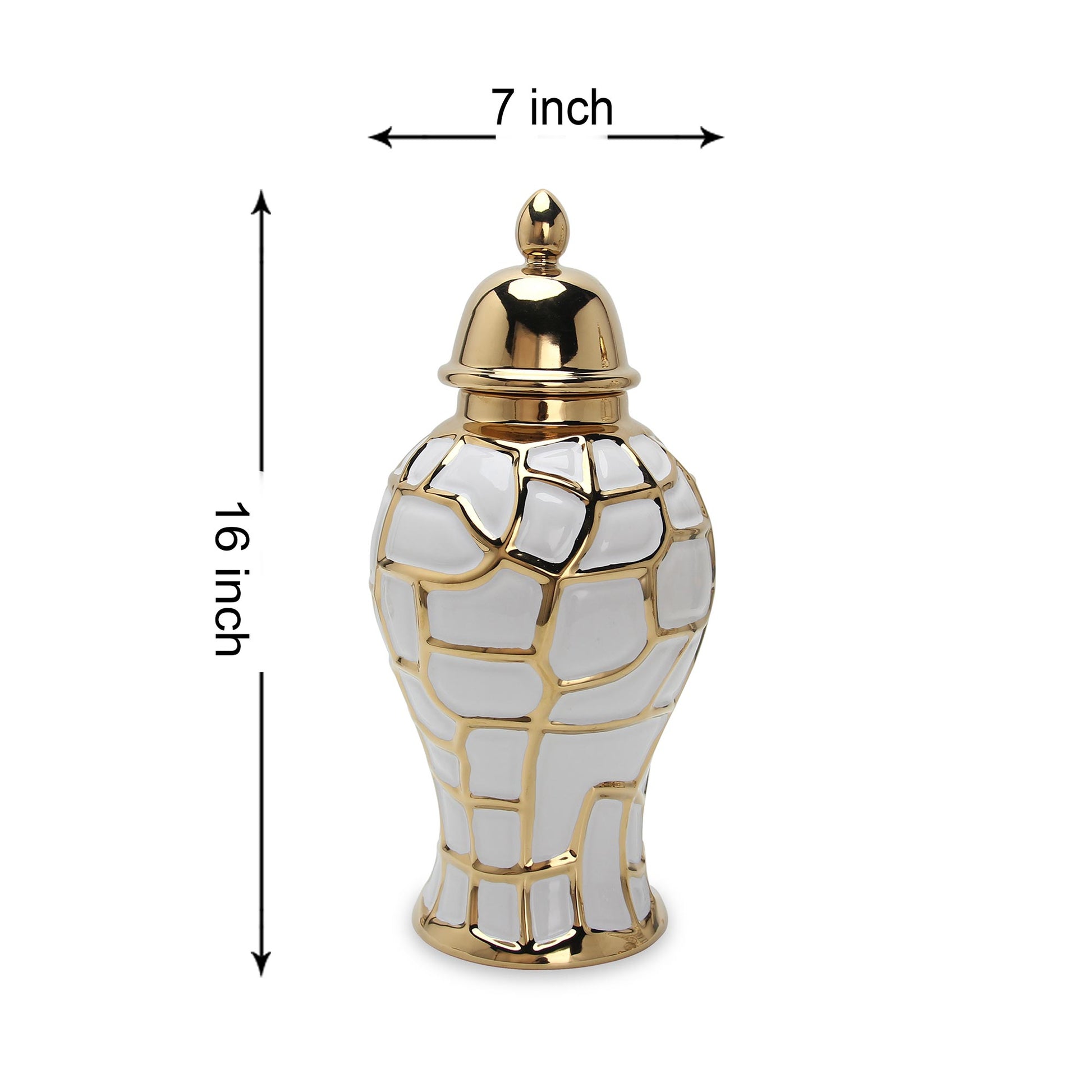 Regal White And Gold Ceramic Decorative Ginger Jar White Ceramic