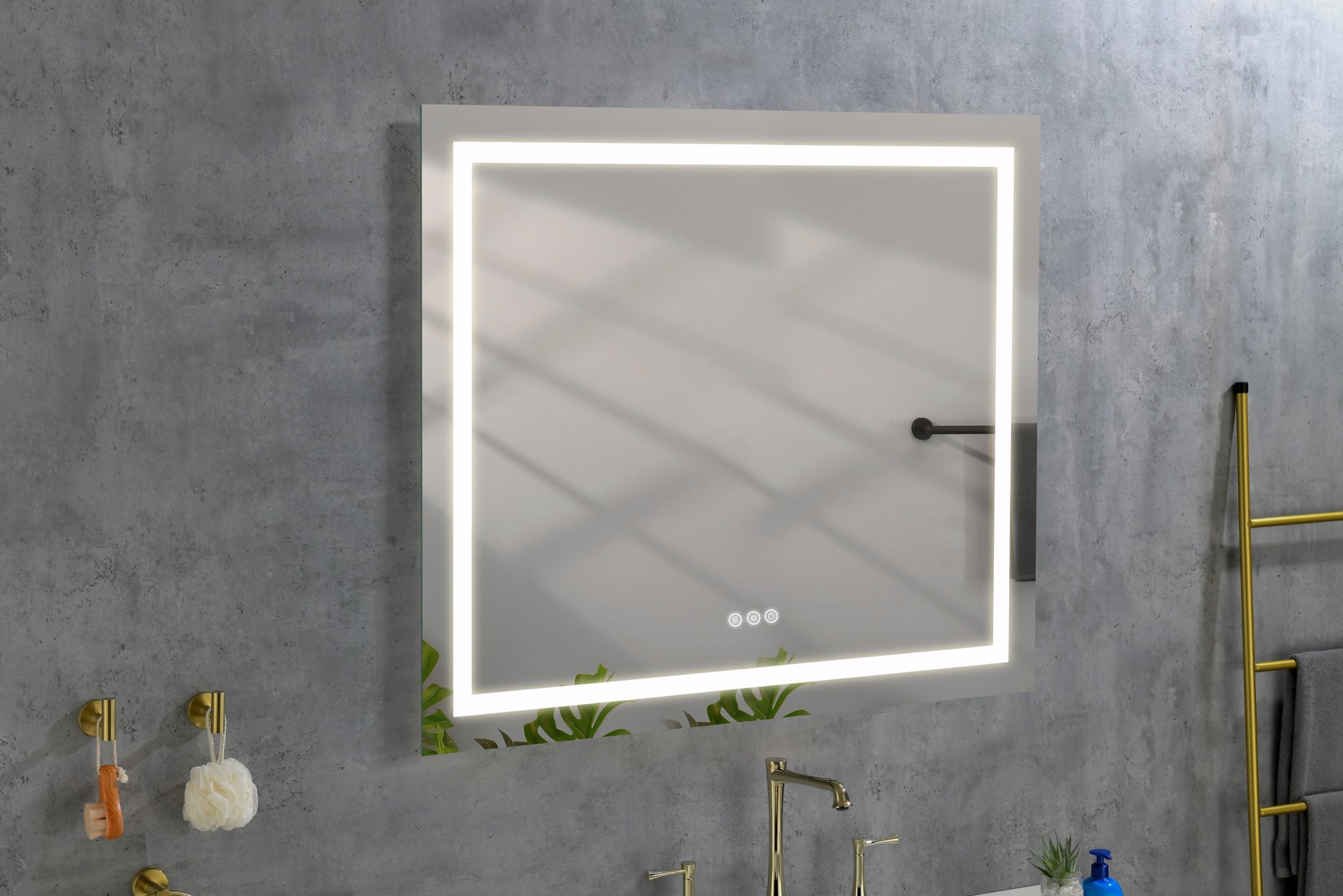 36X 36Inch Led Mirror Bathroom Vanity Mirrors With Lights, Wall Mounted Anti Fog Memory Large Dimmable Front Light Makeup Mirror White Aluminium