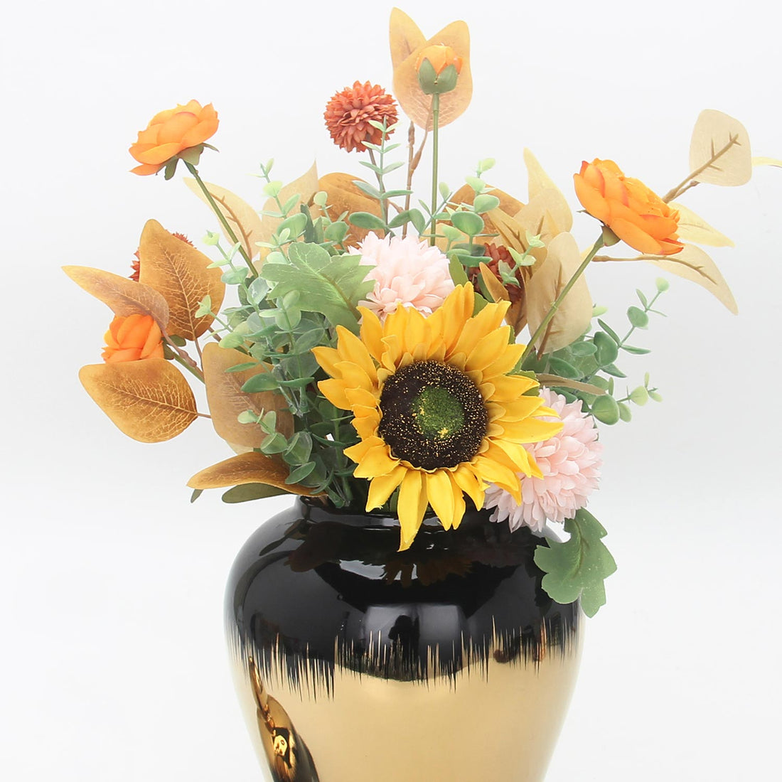 Regal Black Gilded Ginger Jar With Removable Lid Black Ceramic