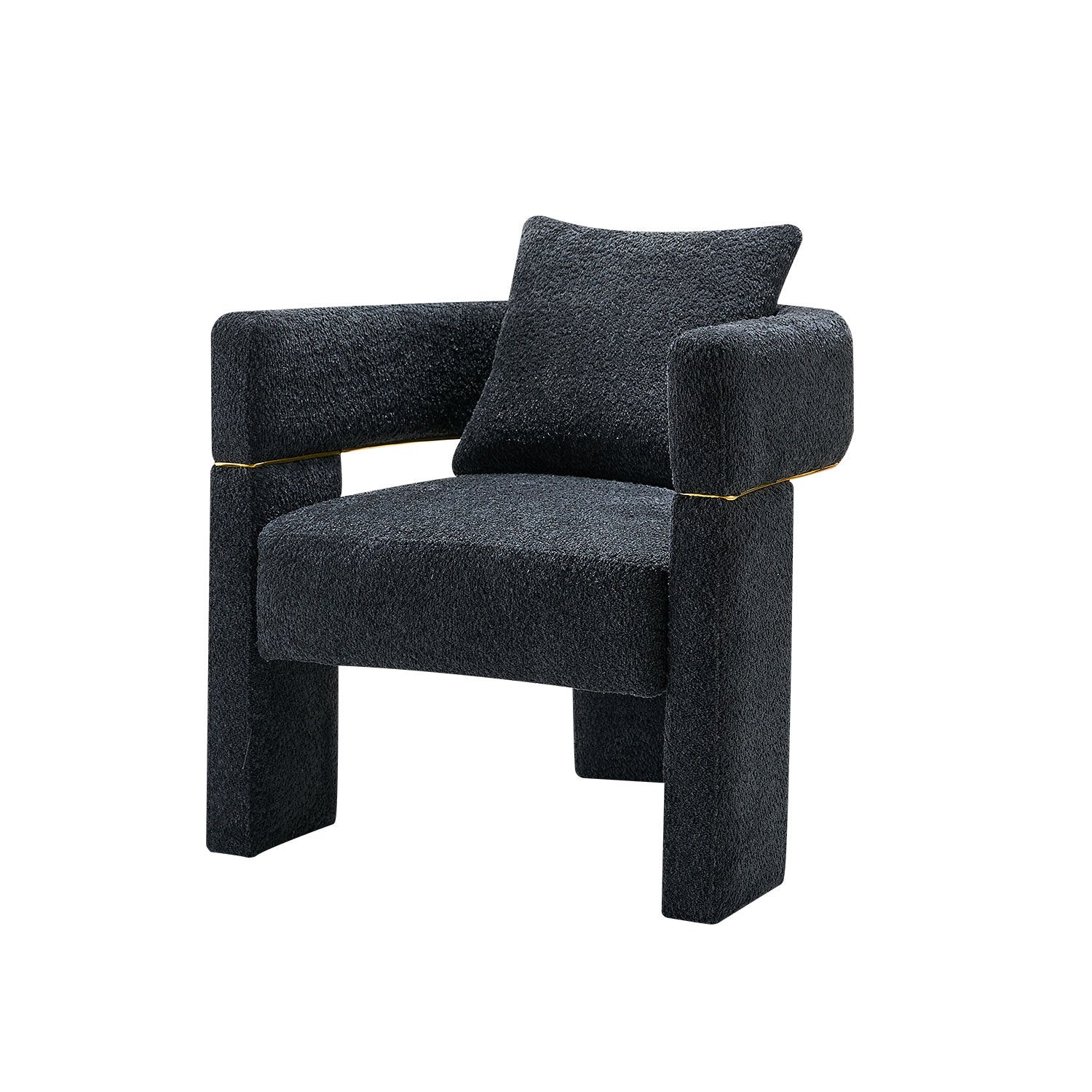 30.51" Wide Boucle Upholstered Accent Chair Dark Grey Primary Living Space Modern Fiber Foam And Polyester Fiber Pad Boucle