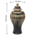 Black With Gold Design Ceramic Decorative Ginger Jar Vase Black Ceramic