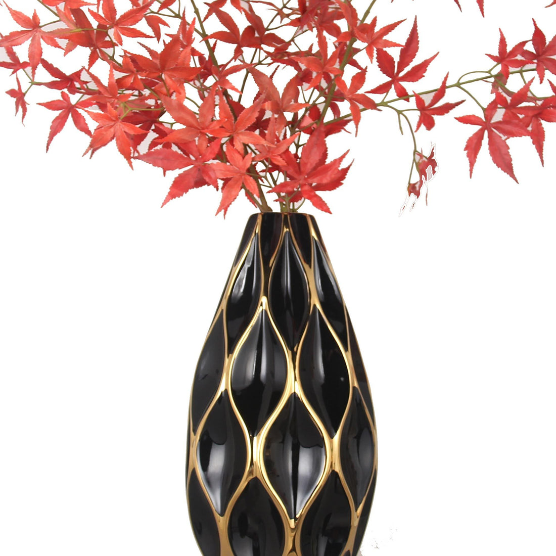 Elegant Black Ceramic Vase With Gold Accents Timeless Home Decor Black Ceramic