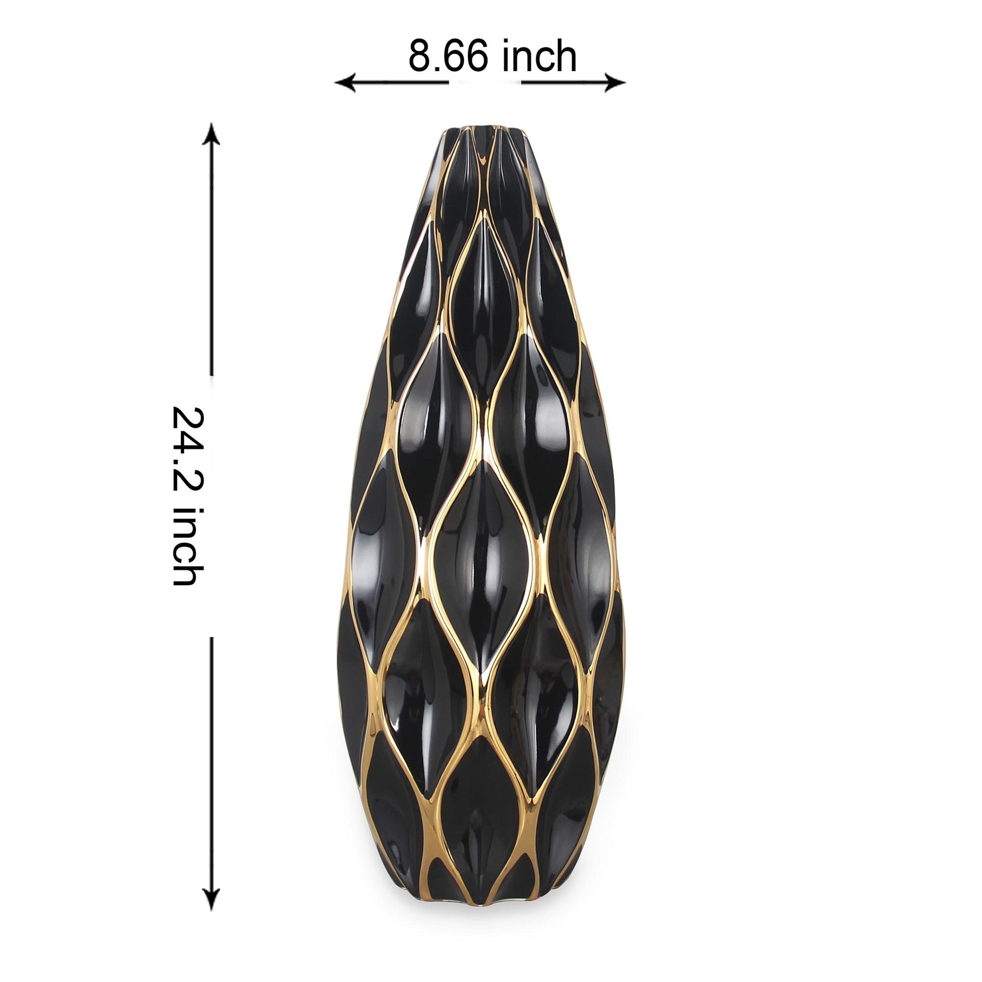 Elegant Black Ceramic Vase With Gold Accents Timeless Home Decor Black Ceramic