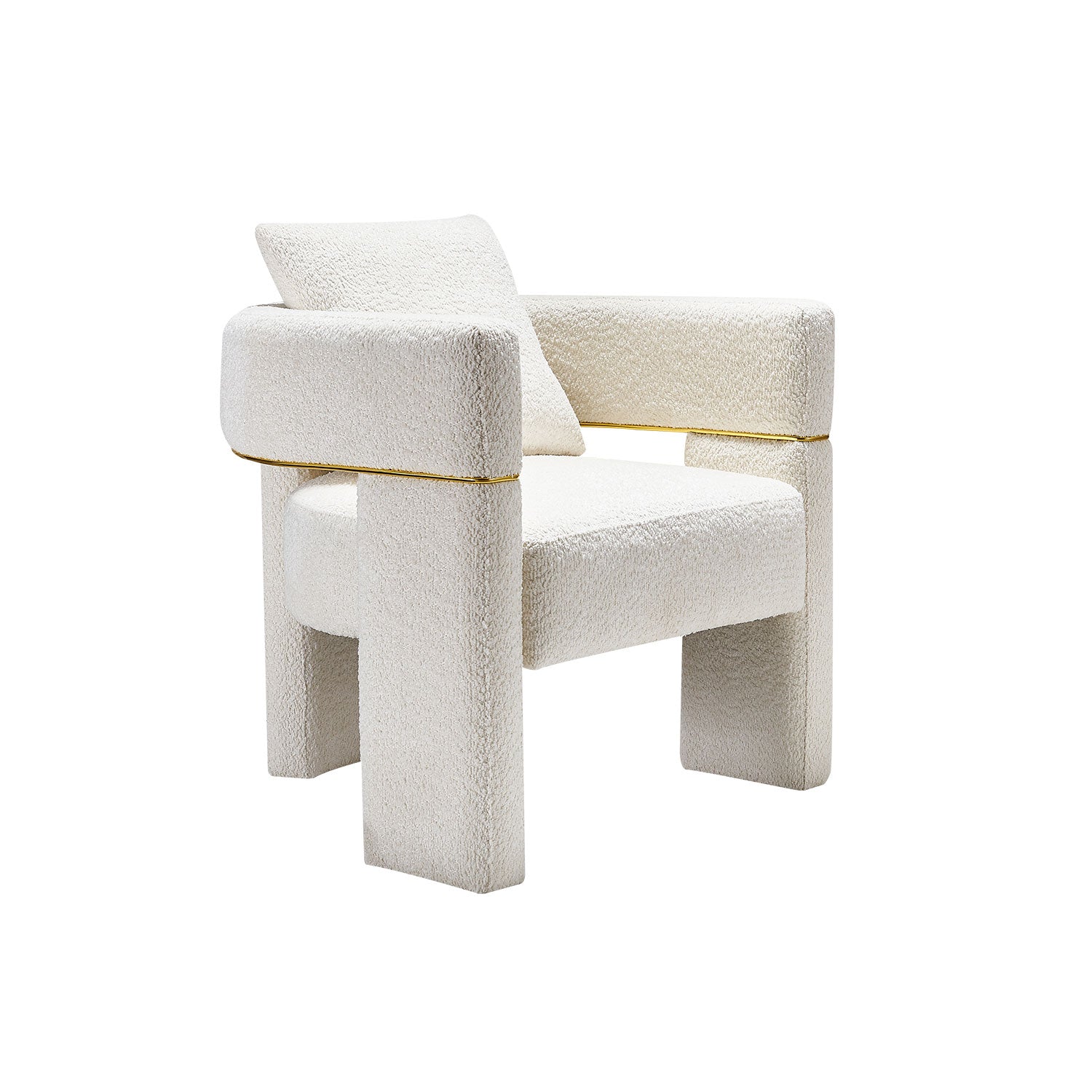 30.51" Wide Boucle Upholstered Accent Chair Beige Primary Living Space Modern Fiber Foam And Polyester Fiber Pad Boucle