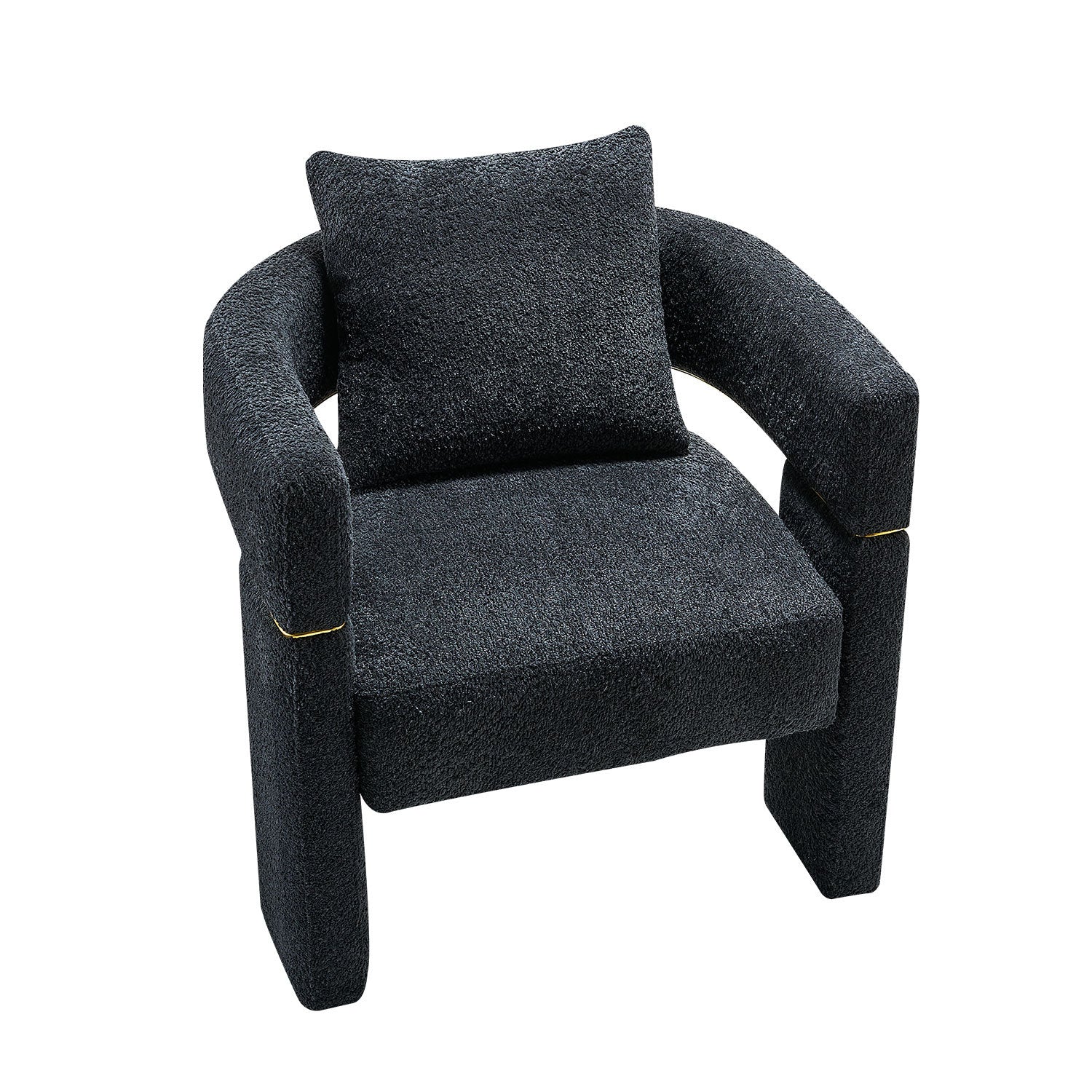 30.51" Wide Boucle Upholstered Accent Chair Dark Grey Primary Living Space Modern Fiber Foam And Polyester Fiber Pad Boucle