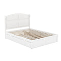 Wood Queen Size Platform Bed With Twin Size Trundle And 2 Drawers, White Box Spring Not Required Queen White Wood Bedroom Bed Frame Solid Wood Mdf