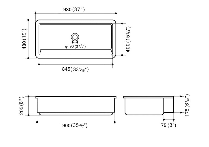 White Farmhouse Sink Deep Apron Sink Undermount Farmhouse Kitchen Sink Single Farm Sink White Ceramic