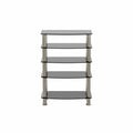 5 Tier Tempered Glass Side Table Stainless Steel Frame End Table For Living Room, Bedroom, Black Black Tempered Glass