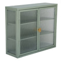 Retro Style Haze Double Glass Door Wall Cabinet With Detachable Shelves For Office, Dining Room,Living Room, Kitchen And Bathroom Mint Green Old Item Code W68751725 Wall Mounted 1 2 Shelves Powder Coated Mint Green Bathroom Glass Doors Tempered Glass