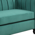 Modern Three Piece Sofa Set With Solid Wood Legs, Buttoned Tufted Backrest, Frosted Velvet Upholstered Sofa Set Including Three Seater Sofa, Double Seater And Living Room Furniture Set Single Chair Green Foam Polyester