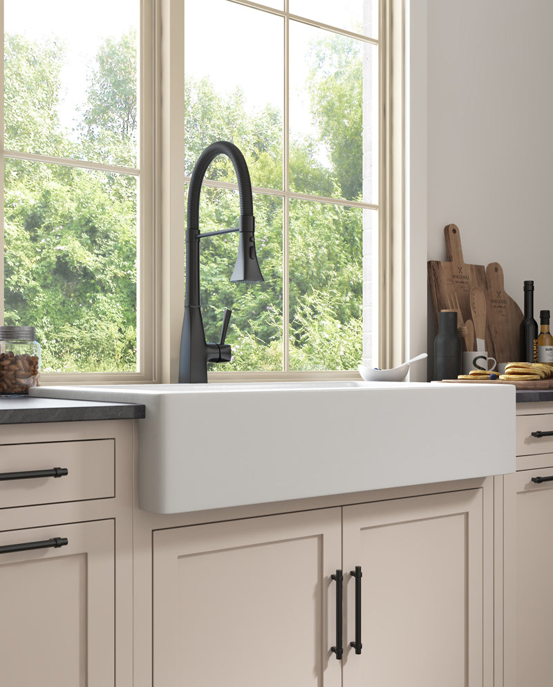 White Farmhouse Sink Deep Apron Sink Undermount Farmhouse Kitchen Sink Single Farm Sink White Ceramic